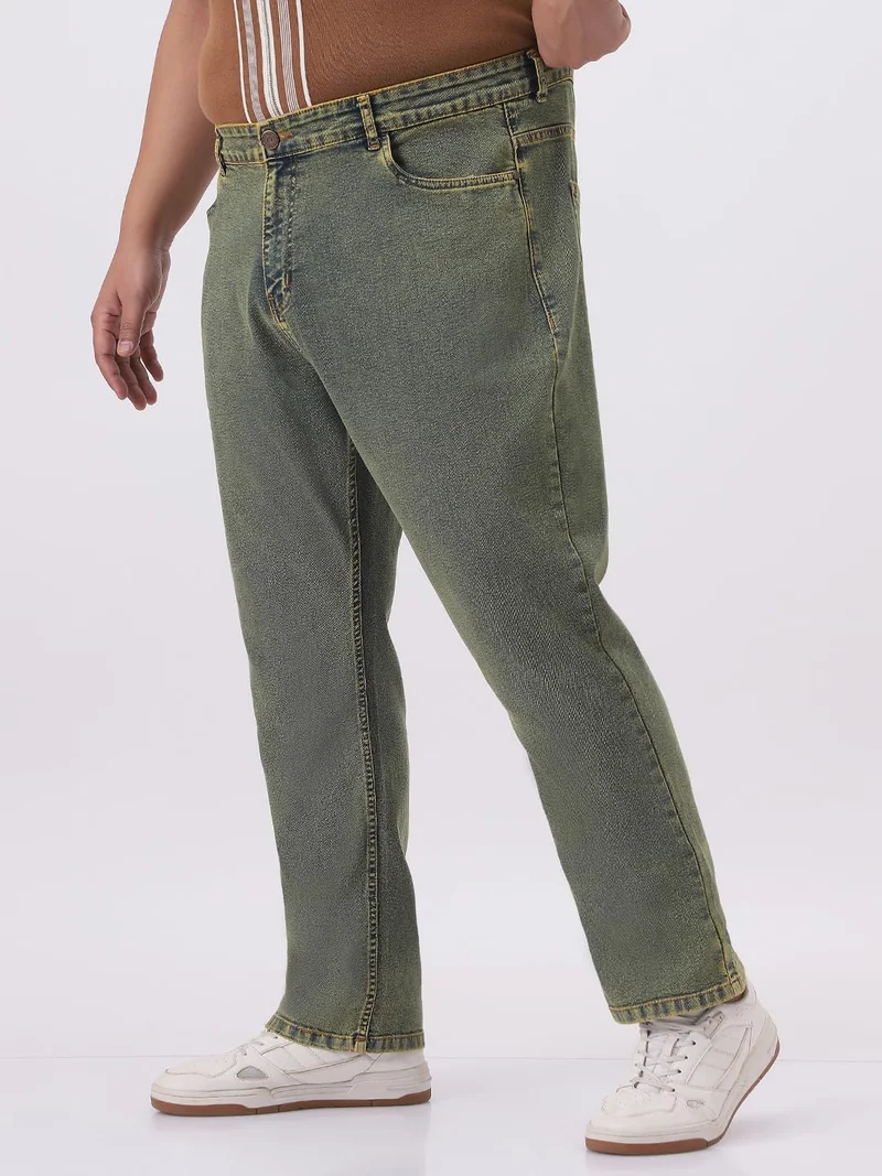 Urbano Fashion  Urbano Plus Men's Ice Blue Straight Fit Heavy Washed Jeans Stretchable  | Best Price UAE