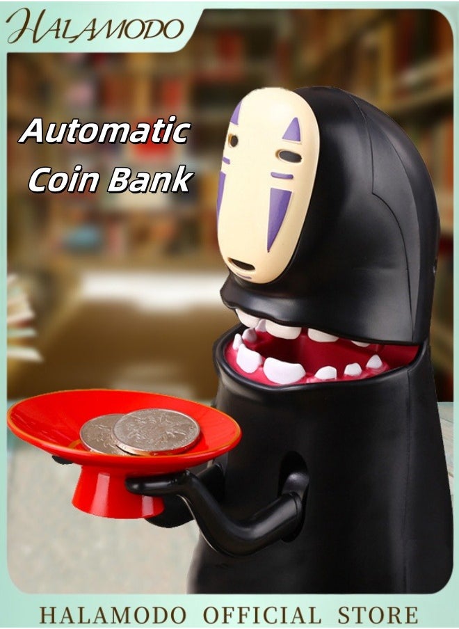 هالامودو بنوك الألعاب No Face Man Outlook Coin Bank Money Banks بنك نقود آلي يأكل النقود مع موسيقى لتزيين الطاولة كهدية عيد ميلاد ورأس سنة جديدة وعيد الشكر وعيد الأطفال  - Image 1