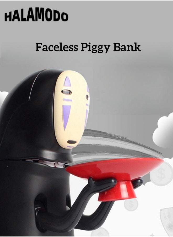هالامودو بنوك الألعاب No Face Man Outlook Coin Bank Money Banks بنك نقود آلي يأكل النقود مع موسيقى لتزيين الطاولة كهدية عيد ميلاد ورأس سنة جديدة وعيد الشكر وعيد الأطفال  - Image 2