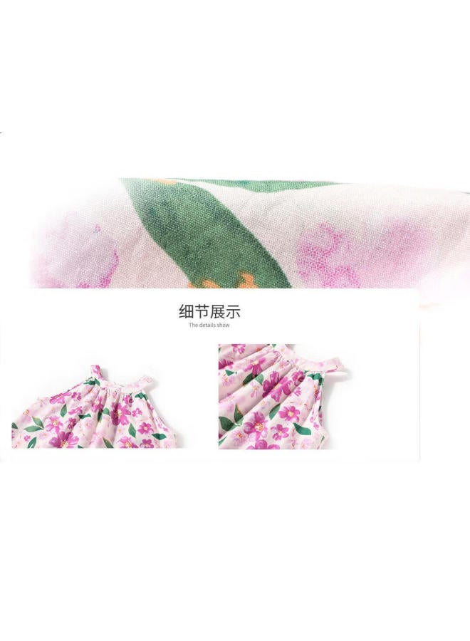 Ask Junior Girls' Dress, Summer 2025, Toddler Floral Print, Children'S Spaghetti Strap Princess Dress, Floral Pattern, Size 110 - Image 3