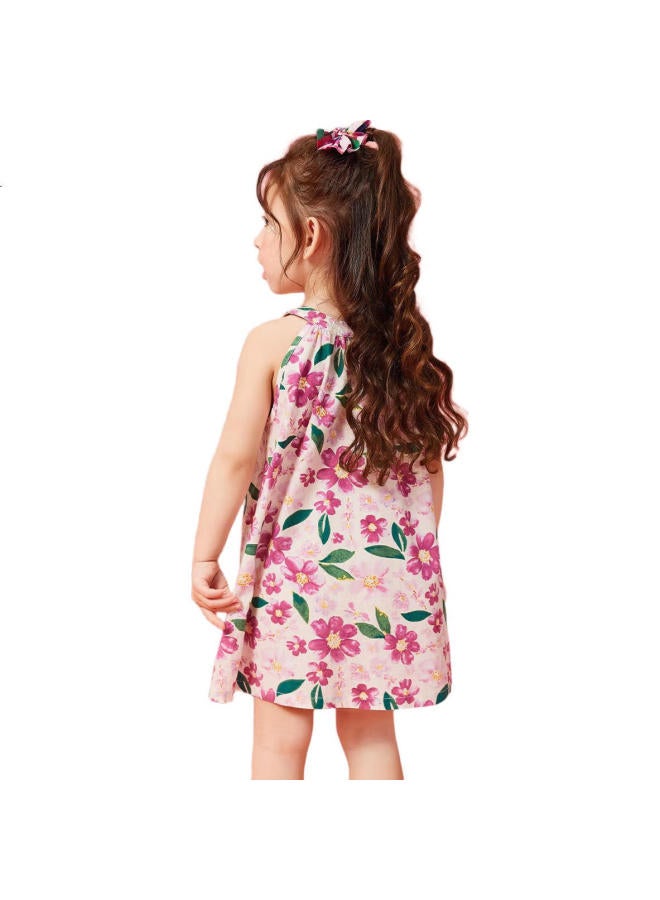 Ask Junior Girls' Dress, Summer 2025, Toddler Floral Print, Children'S Spaghetti Strap Princess Dress, Floral Pattern, Size 110 - Image 2