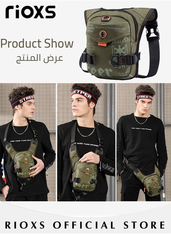 RIOXS Leg Drop Motorcycle Bag for Men Women Nylone Belt Waist Bag for Riding Lightweight Waterproof Travel Shoulder Crossbody Bags with Adjustable Straps  - Image 2
