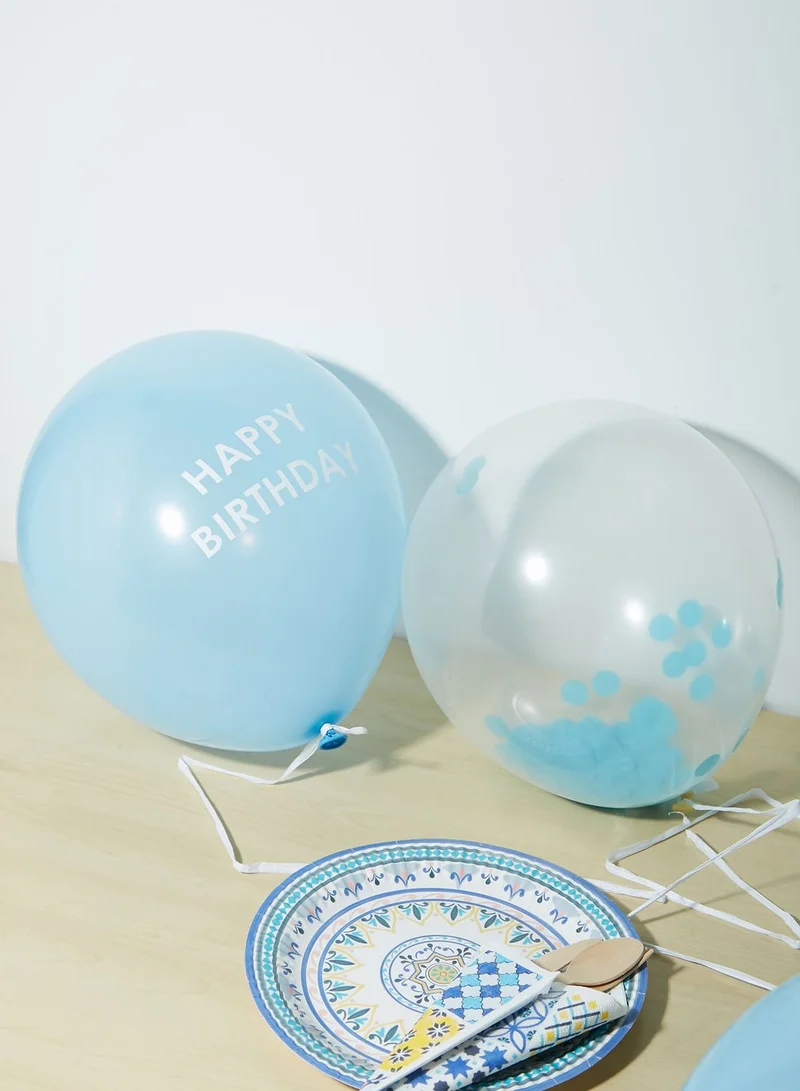 Talking Tables Latex Balloons, 2 Confetti Filled, 3 Printed With Happy Birthday, 12", 5Pk