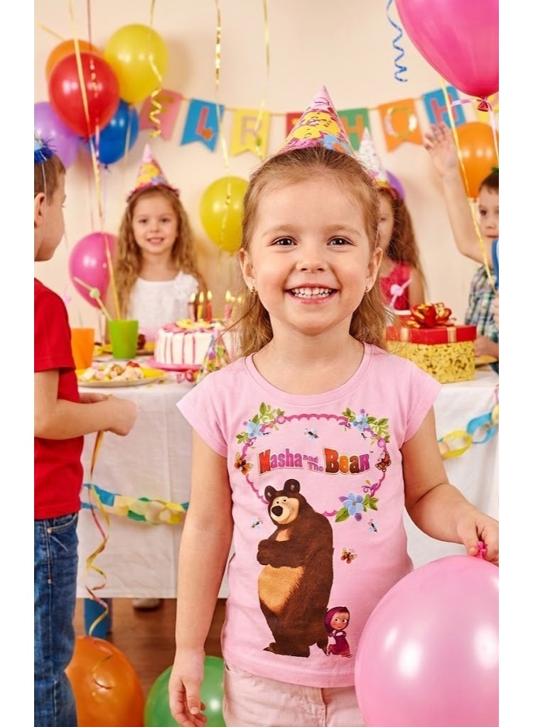 ماشا أند ذا بير ماشا آند ذا بير بنات تي شيرت قصير الأكمام100%قطن - Image 2