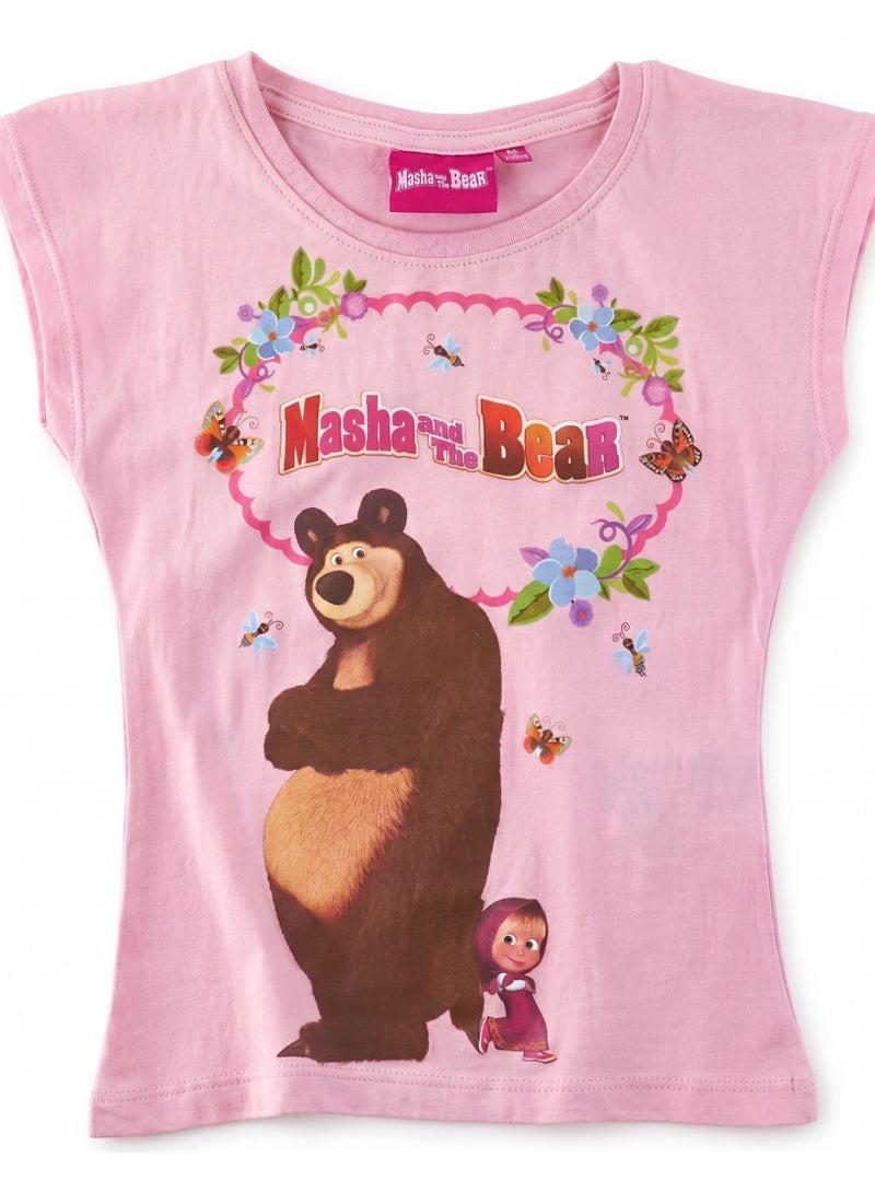 Masha And The Bear Girls Short Sleeve T-Shirt100%cotton - Image 1
