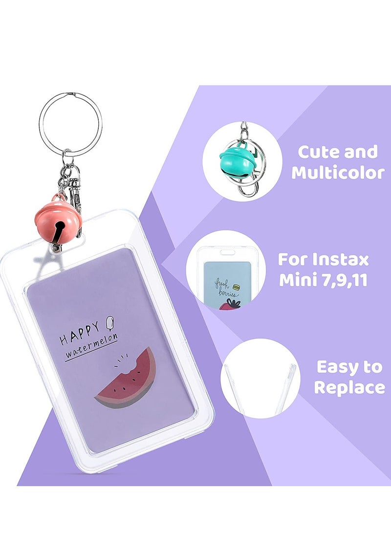 SYOSI 6 Pcs Kpop Photocard Holder Keychain, 4.3 x 2.7 Inch Cardholder, Baseball Card Protectors, Photo Key Chain with Bell, Kawaii Korean Key Chain Card Covers, Instant Camera Accessories for Cards Photos  - Image 3