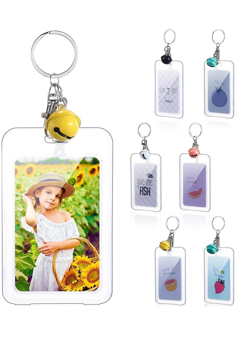 SYOSI 6 Pcs Kpop Photocard Holder Keychain, 4.3 x 2.7 Inch Cardholder, Baseball Card Protectors, Photo Key Chain with Bell, Kawaii Korean Key Chain Card Covers, Instant Camera Accessories for Cards Photos  - Image 1
