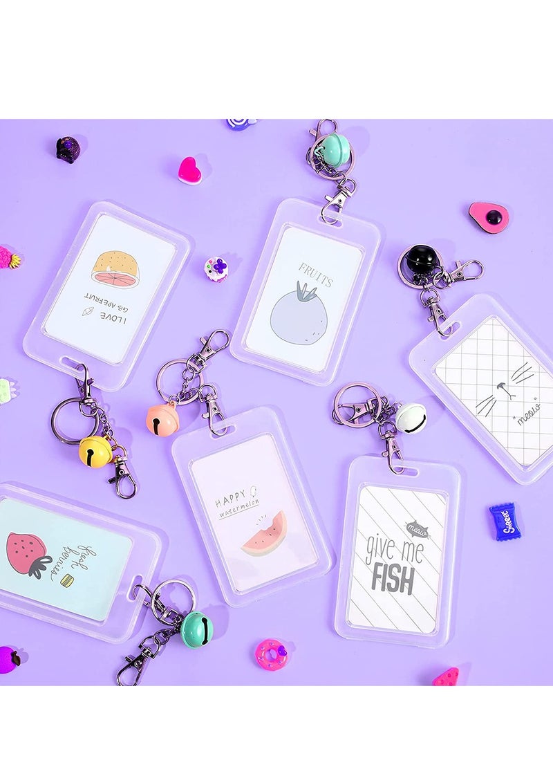 SYOSI 6 Pcs Kpop Photocard Holder Keychain, 4.3 x 2.7 Inch Cardholder, Baseball Card Protectors, Photo Key Chain with Bell, Kawaii Korean Key Chain Card Covers, Instant Camera Accessories for Cards Photos  - Image 4