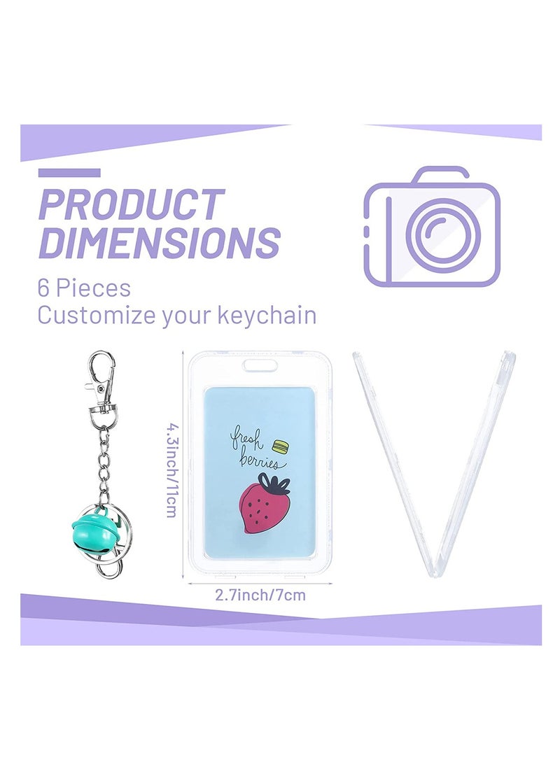 SYOSI 6 Pcs Kpop Photocard Holder Keychain, 4.3 x 2.7 Inch Cardholder, Baseball Card Protectors, Photo Key Chain with Bell, Kawaii Korean Key Chain Card Covers, Instant Camera Accessories for Cards Photos  - Image 2