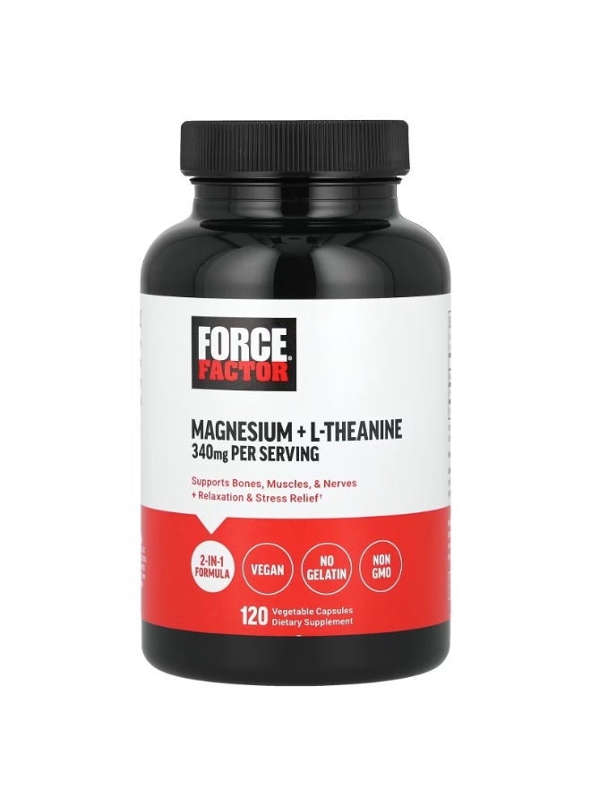Force Factor Magnesium + L-Theanine, 120 Vegetable Capsules - Image 1