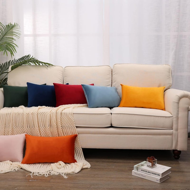 MZPSO Pack of 2, Velvet Super Soft Solid Decorative Square Throw Pillow Covers Set Cushion Case for Sofa Bedroom Car 12 x 20 Inch 30 x 50 cm Gold - Image 5