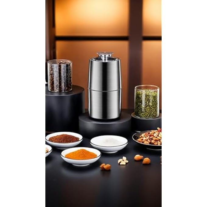 Honwor Electric Coffee  Spice Grinder Stainless Steel Bean Mill For Espresso Latte Mochas  OneTouch Operation Compact Design - Image 3
