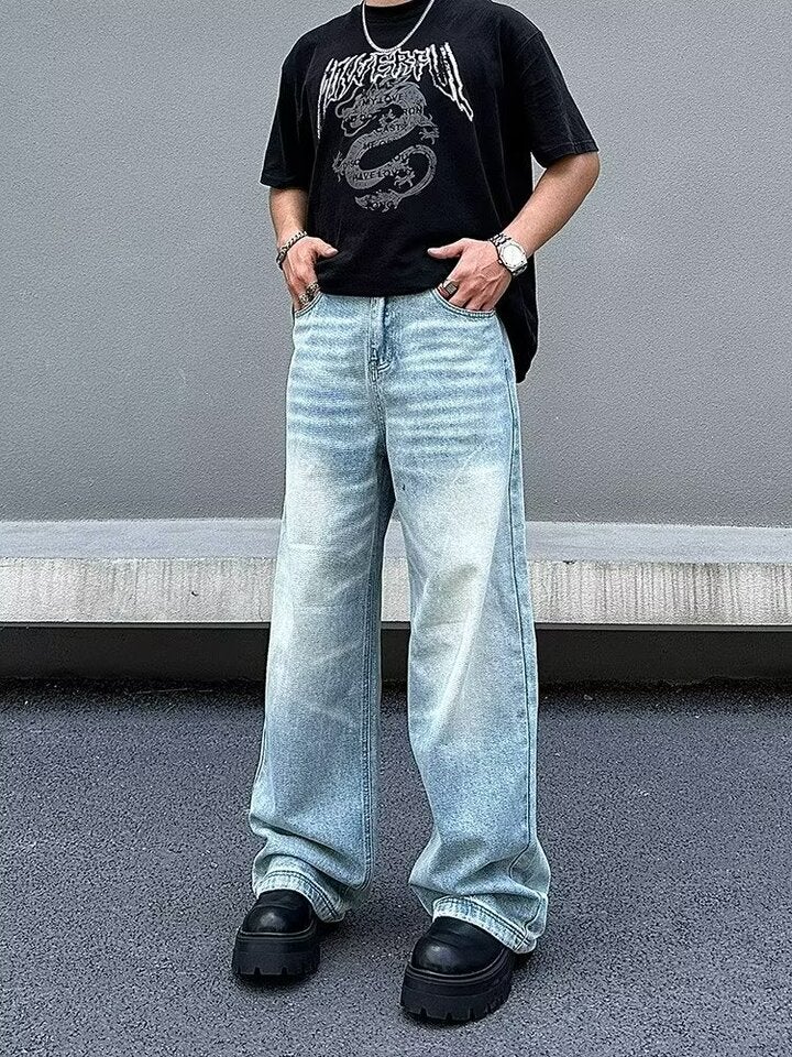 Unisex Classic Denim Jeans Loose Fit Daily Outdoor Wear - Image 1