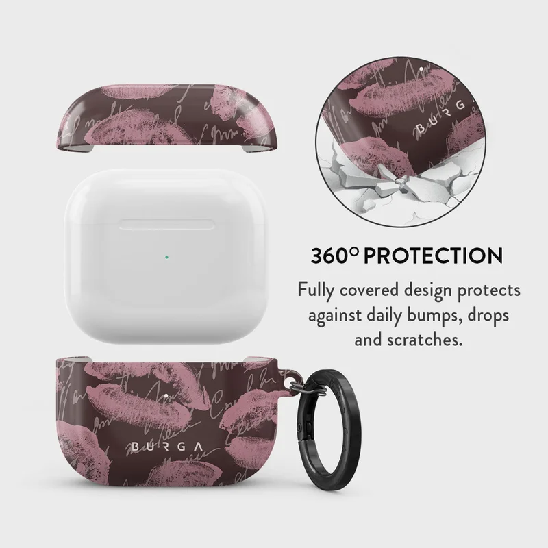 بورجا حافظة حماية أنيقة من بورغا لإيربودز ، غطاء شحن مع إضاءة مرئية، مقاومة للخدش والصدمات