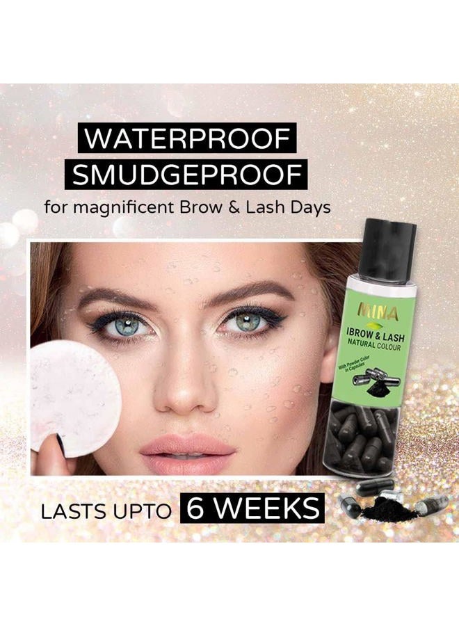 MinaiBrow مجموعة صبغة الحواجب والرموش من مينا بني متوسط | تلوين بقع طبيعي ومجموعة تلوين الحواجب بودرة في كبسولة، مقاومة للماء والبقع | صبغة حواجب فورية، بدون أمونيا، بدون رصاص - Image 3