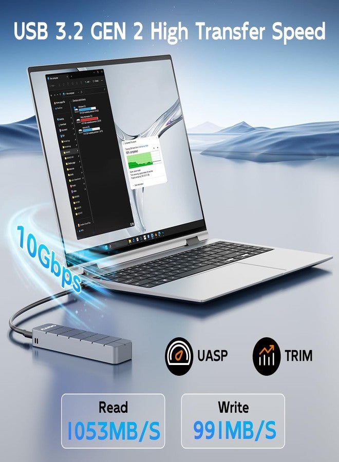 مايوو علبة محرك أقراص الحالة الصلبة MAIWO M.2 NVMe SSD، منفذ USB 3.2 من الجيل الثاني بسرعة 10 جيجابت في الثانية، سعة 8 تيرابايت، كابل من النوع C ثنائي في 1، محول USB-C إلى M-Key PCIE NVME SSD، علبة من الألومنيوم - Image 2
