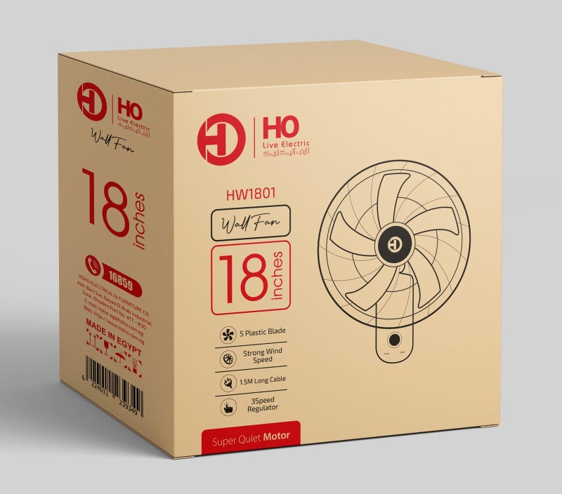 HOHO Wall Fan Hw1801 58 * 19 * 56 cm - 8 kilograms Black - Image 2