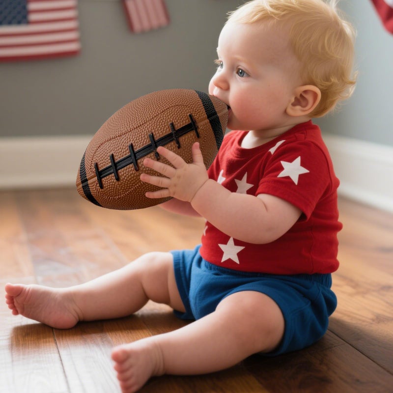 ABAJI Toy Football 2PCS 6 inch Small Mini Ball for Kid Toddler Soft Rubber Come with Pump Needle Boys Girls Gift Party Decor - Image 5
