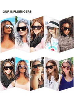 Square Big Sunglasses Women Thick Frame Flat Top Mirrored Sunnies Shades Goggle Siamese Lens Sj2117 With Grey Frame Silver Mirrored Lens - pzsku/ZCA7221960101E3356BDEZ/45/_/1718602366/682f1f98-705f-4a19-b0a2-7e6ac1f9425b