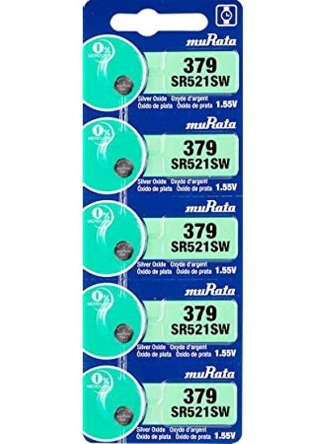 muRATA 5-Pieces Murata SR521SW / 379 Silver Oxide 1.55V (muRata) Japan Batteries - Image 1