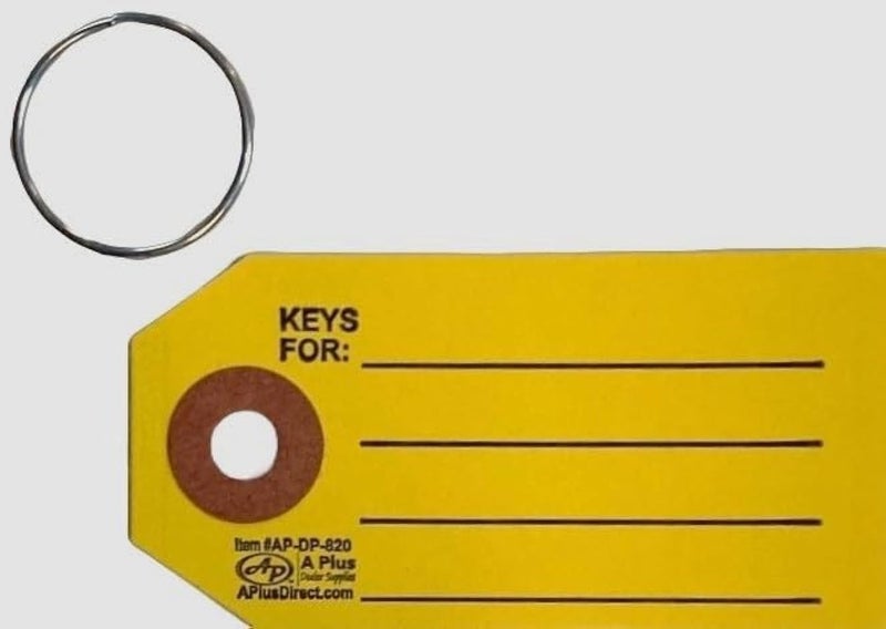 Key Tags with Rings Yellow 1000 Qty DP820 P4