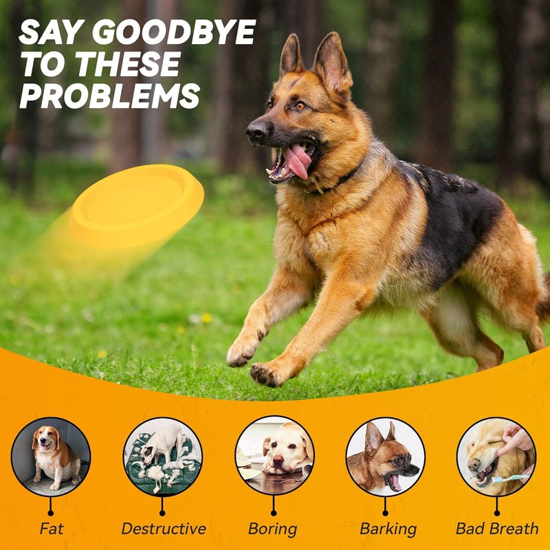 FUSOTO Dog Discs Toy, Durable Flying Discs for Throwing Catching, Durable for Aggressive Chewers, Water Floating Dog Toys, Swimming Training, Medium Large Breeds, Yellow - Image 5