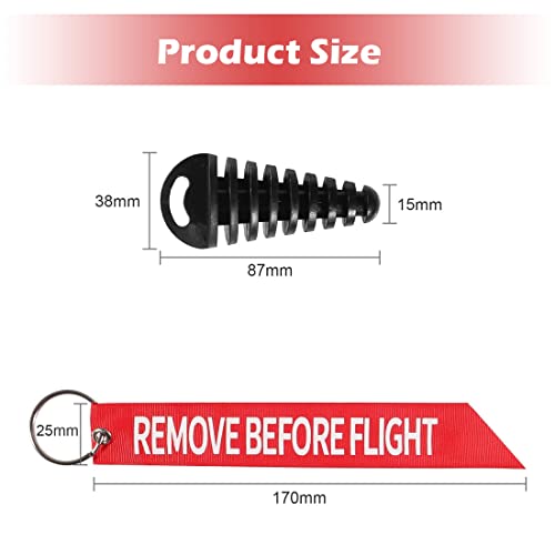 ALMOCN Muffler Exhaust Wash Plug 0.6"-1.5" Wash Plug with Streamer for Motorcycle Bike 2 Stroke Rubber Exhaust Silencer, Black - Image 4