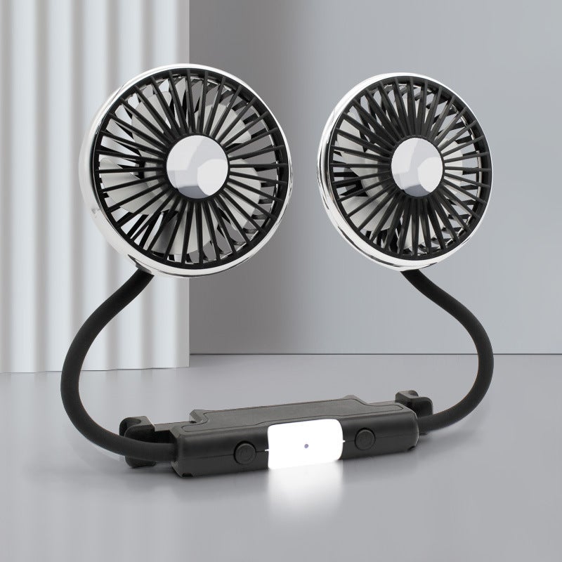 مروحة USB للسيارة، رأس مزدوج، 12V/24V، رياح قوية - Image 4