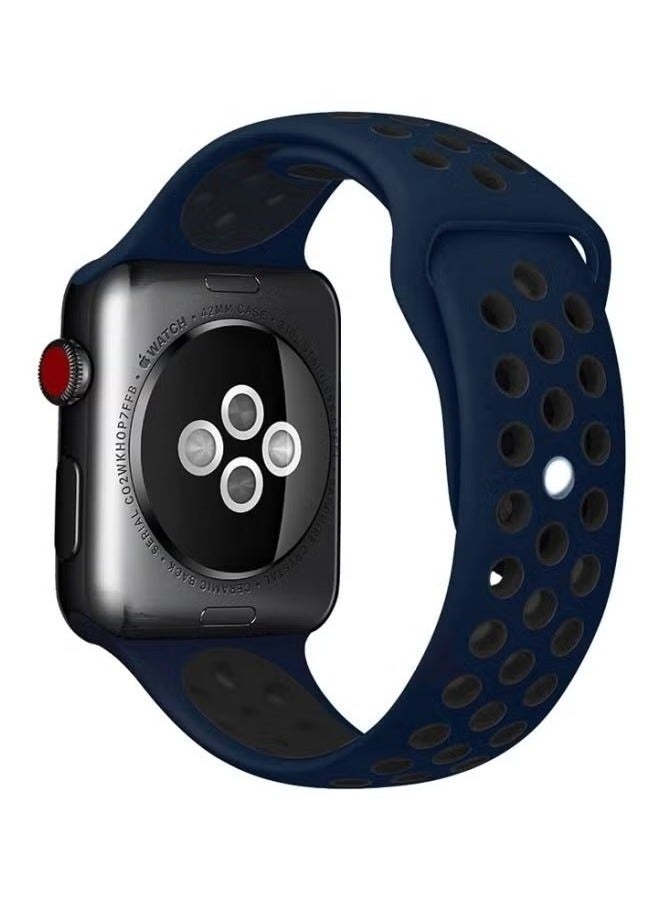 vesus Silicone Nike Design Sport Band for Apple Watch 42/44/45mm Dark Blue/Black