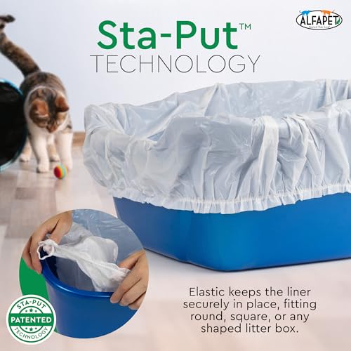 Alfapet Elastic Cat Litter Box Liners - Super Jumbo 5 Count - Tear-Resistant Cat Litter Bags, Waterproof Kitty Litter Liners - Fits Litterbox Pan Sizes X-Giant, Jumbo, 42" x 20" x 2 MIL 30 lb Capacity - Image 5