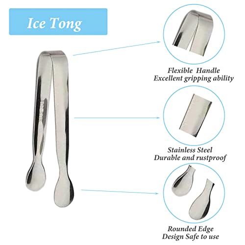Sunenlyst 6PCS Ice Tongs Mini Sugar Tongs 4.25Inch Stainless Steel Small Serving Tong, Tiny Kitchen Tong for Appetizers,Tea Party, Coffee Bar, Desserts by Sunenlyst (Silver) - Image 3