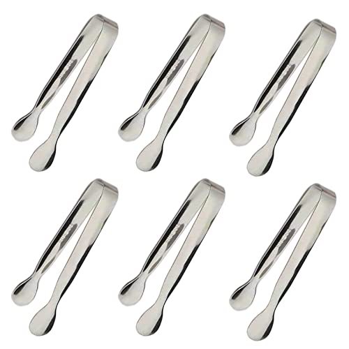 Sunenlyst 6PCS Ice Tongs Mini Sugar Tongs 4.25Inch Stainless Steel Small Serving Tong, Tiny Kitchen Tong for Appetizers,Tea Party, Coffee Bar, Desserts by Sunenlyst (Silver) - Image 1