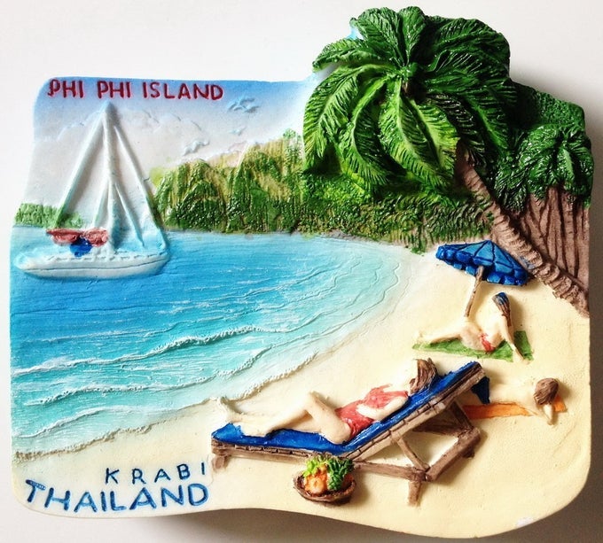 TINY THAILAND FRIDGE MAGNET 2 PHI PHI ISLAND IN KRABI MINIATURE HAND MADE RESIN 3D SOUTHEAST ASIA TOURIST ATTRACTIONS DECORATIVE MAGNETS REFRIGERATOR DCOR COLLECTIBLE SOUVENIRS GIFTS