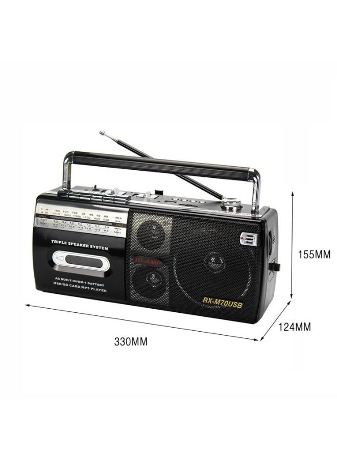 مسجل راديو وكاسيت محمول بتقنية البلوتوث - راديو رباعي النطاقات (FM/MW/SW) مع مشغل MP3 عبر USB/SD - تصميم كلاسيكي - Image 4