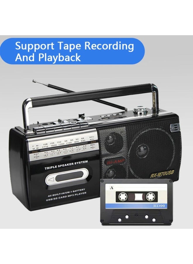 مسجل راديو وكاسيت محمول بتقنية البلوتوث - راديو رباعي النطاقات (FM/MW/SW) مع مشغل MP3 عبر USB/SD - تصميم كلاسيكي - Image 2