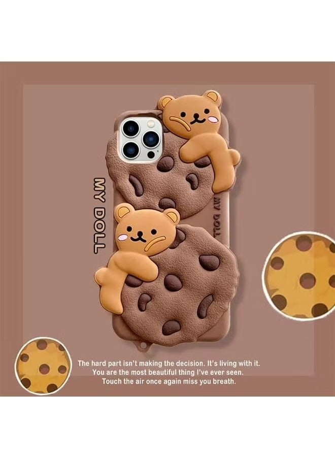 iPhone 16 Pro Max Case Cookie Bear Kawaii Phone Case, Cute iPhone 16 Pro Max Case with Lanyard 3D Cartoon Bear Soft Silicone Protective Case Fun for iPhone 16 Pro Max Women Girls - Image 4