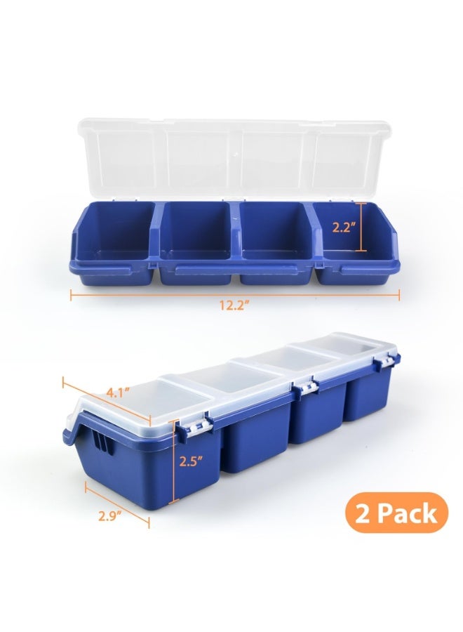 Screw Organizer Storage Bins, 2 Pack Stackable Bins with Lids, Divider Compartment Containers for Garage/Craft Tool Organizing, Tool Cart Cabinet Workbench Drawers Organization and St - Image 2
