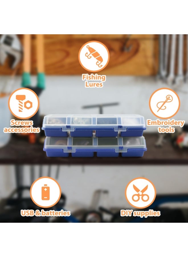 Screw Organizer Storage Bins, 2 Pack Stackable Bins with Lids, Divider Compartment Containers for Garage/Craft Tool Organizing, Tool Cart Cabinet Workbench Drawers Organization and St - Image 3
