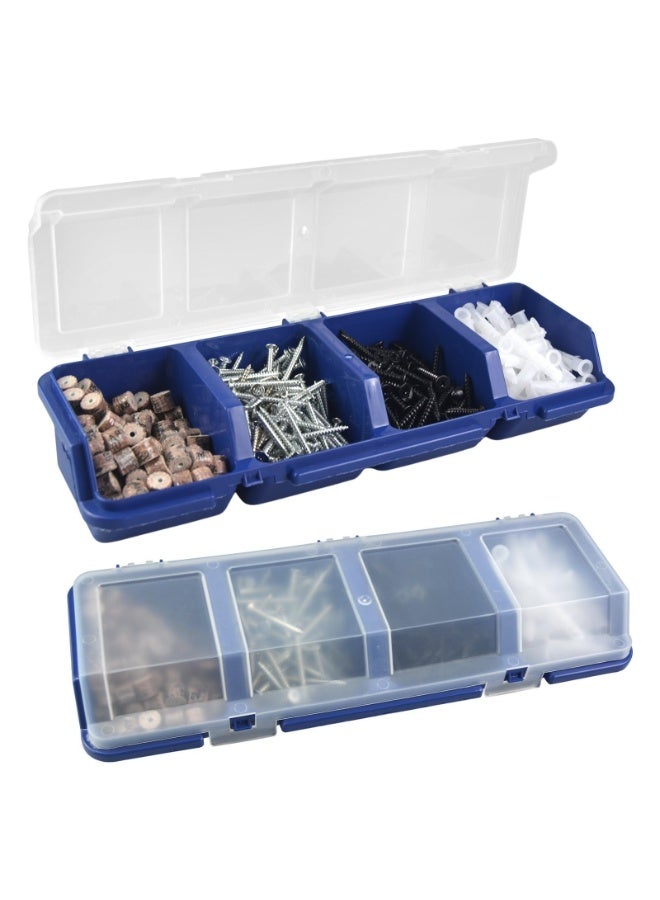 Screw Organizer Storage Bins, 2 Pack Stackable Bins with Lids, Divider Compartment Containers for Garage/Craft Tool Organizing, Tool Cart Cabinet Workbench Drawers Organization and St - Image 1