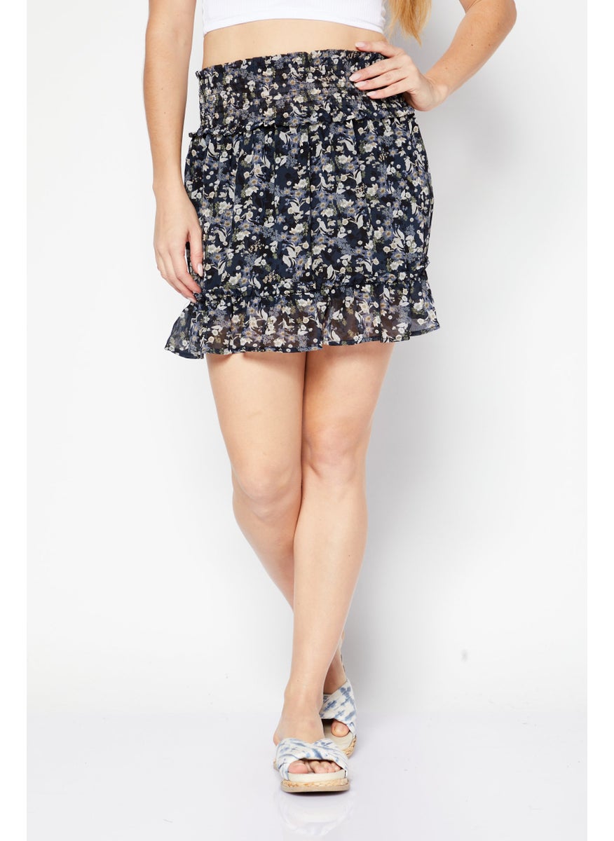 Women Regular Fit Floral Print Mini Skirt, Navy Blue Combo - pzsku/ZCA7294809B73E8CC9FC8Z/45/_/1724351005/02c7da68-43d0-445e-98e2-b00f420765db