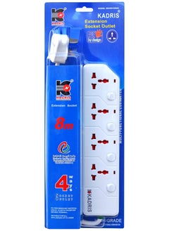 KADRIS Power Strips KD1604S Heavy Duty Extension Cord with 4 way Outlets with switches, Charging Socket with 8 meter Heat resistant  Extension Cord (White)  - Image 4