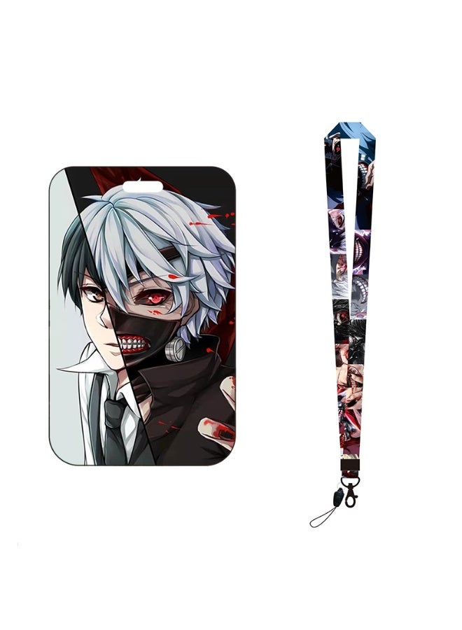 NIBEMINENT 1 - Piece Tokyo Ghoul Kpop Photo Card Holder Pendant Key Chain ID Badge Holder ID Card Holder Photo Card Protector for School ID Office ID Access Card for Women Girls
