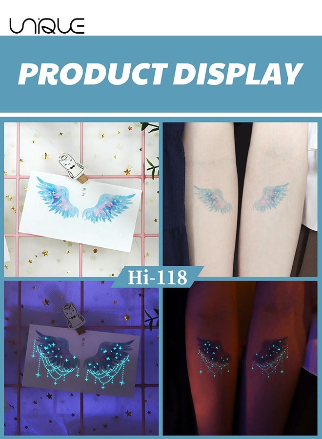 Unique 18 Sheets Glow In The Dark Butterfly Temporary Tattoos for Women Girls, Luminous Flower Butterflies Wings Kids Fake Tattoo Stickers Art Makeup Waterproof for Face Body Arm Party Favors - Image 5