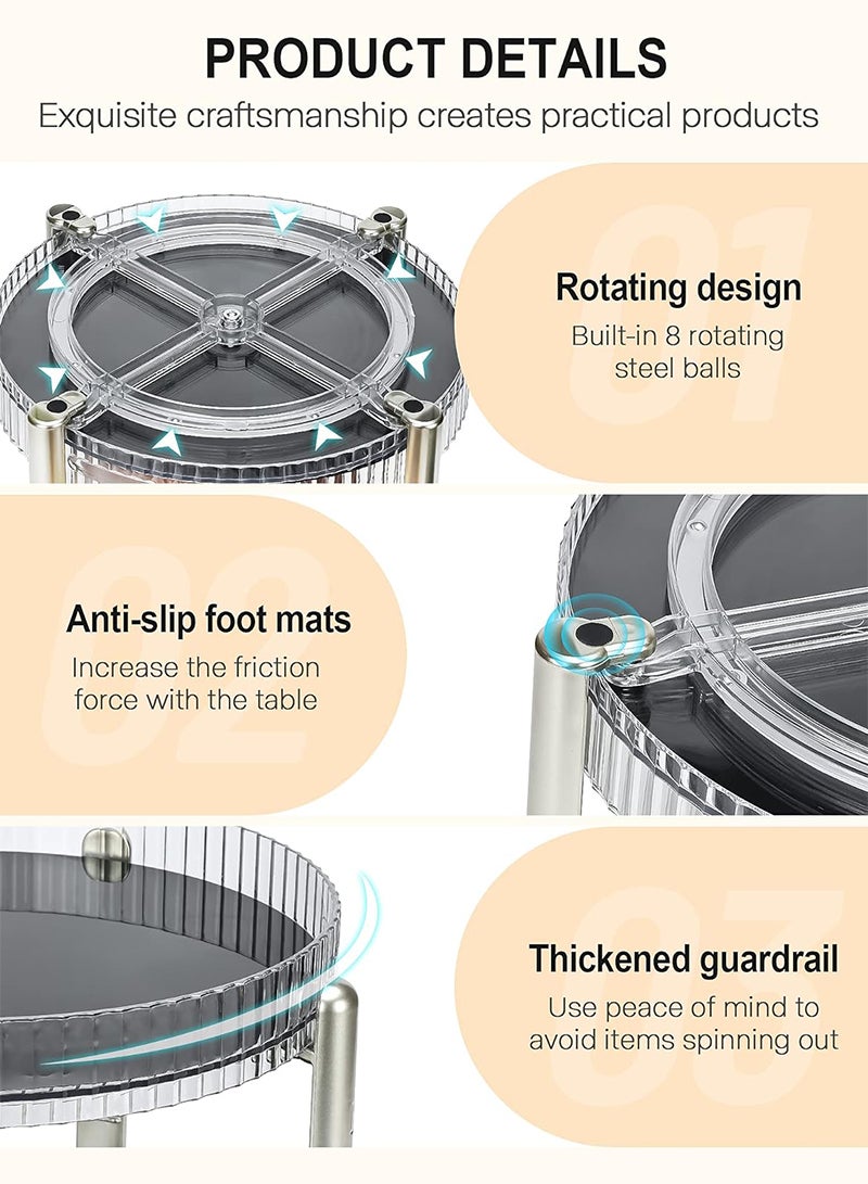 شاربدو منظم مكياج دوار، رف حامل مكياج لعرض مستحضرات التجميل بسعة كبيرة بطبقتين للحمام وعطور العناية بالبشرة وفرش أحمر الشفاه وظلال العيون - Image 5