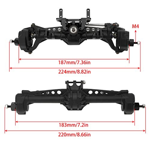 MEUS RACING SCX10 Axles Front & Rear Portal Axles for Axial SCX10 SCX10 II 1/10 RC Crawler Upgrade Pasrts, Nylon Axles with Steel Gears and Metal Bearings (Black) - Image 2