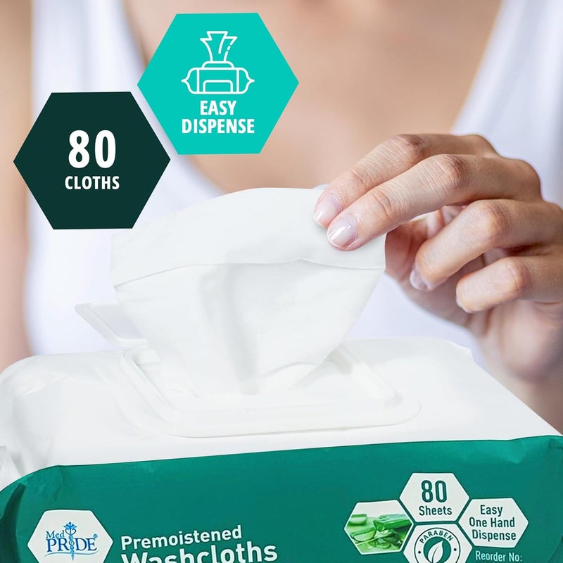 Medpride Disposable XL Premoistened Washcloths 8” x 12” Pack of 80 - Adult Cloth Wipes For Sensitive Skin- Extra Soft Incontinence Wipes - Image 3