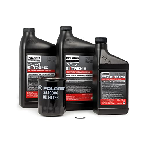 Polaris PS4 Oil Change Kit for Specific RANGER, GENERAL, RZR Models With 4 Stroke Engine, Includes 2.5 Quarts PS-4 EXTREME 0W-50 Full Synthetic Oil, 1 Oil Filter, 1 Washer, ATV UTV SxS - 2890057 - Image 2