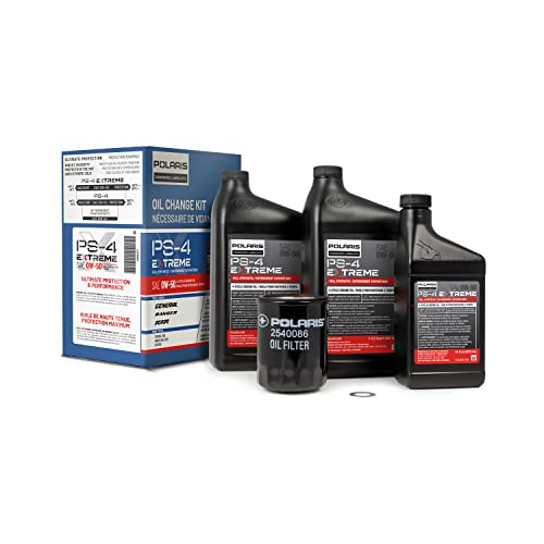 Polaris PS4 Oil Change Kit for Specific RANGER, GENERAL, RZR Models With 4 Stroke Engine, Includes 2.5 Quarts PS-4 EXTREME 0W-50 Full Synthetic Oil, 1 Oil Filter, 1 Washer, ATV UTV SxS - 2890057 - Image 1