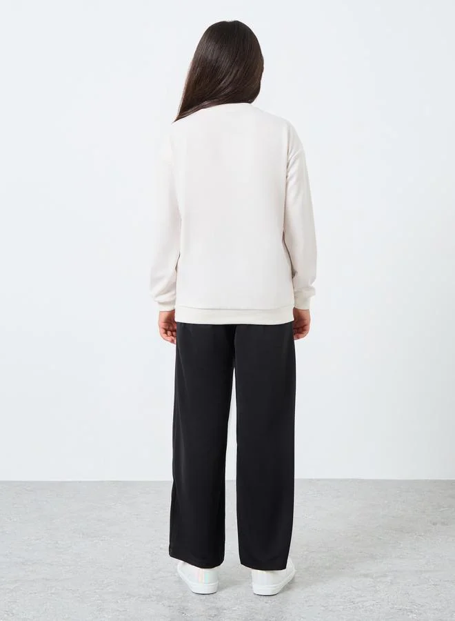 Styli Styli Teen Bow Detail Sweatshirt and Joggers Set