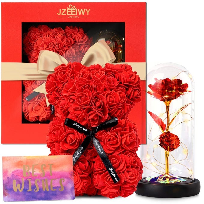 FLOWER ROSE BEAR FOR MOMPERFECT BIRTHDAY ROMANTIC GIFT FOR WIFE DAUGHTER GIRLFRIEND FRIEND HERLIGHT UP ROSE IN GLASS DOME FOR BIRTHDAY ANNIVERSARY MOTHERS DAY VALENTINES DAY